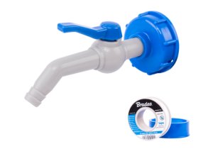 PP kohoutek 45° s připojením IBCS60x6 pro 19mm hadici + PTFE páska