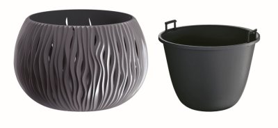 Květináč s vkladem SANDY BOWL 14,4 cm - barva: antracit