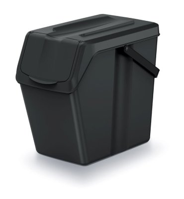 Odpadkový koš SORTIBOX II - objem: 25 l, barva: recyklovaná černá