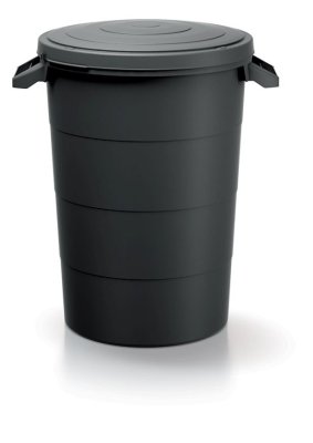Plastová nádoba s úchyty SMOOTH recyklovaně černá 80l