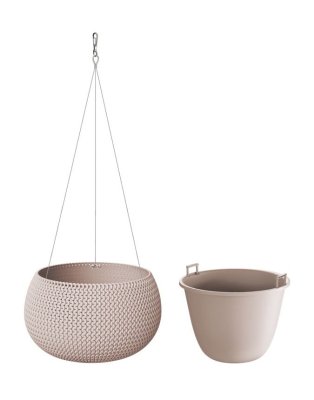 Květináč s vkladem a ocel. lankem SPLOFY BOWL WS 23,9 cm - barva: mocca