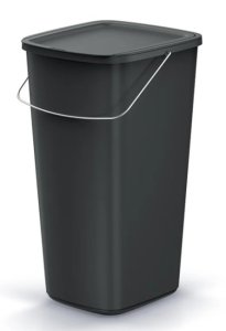 Odpadkový koš COMPACTA Q FLAP BASIC recyklovaný černý, objem 25l