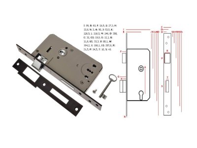 Zámek vratový Z109 OK/90 ''L''2klíče